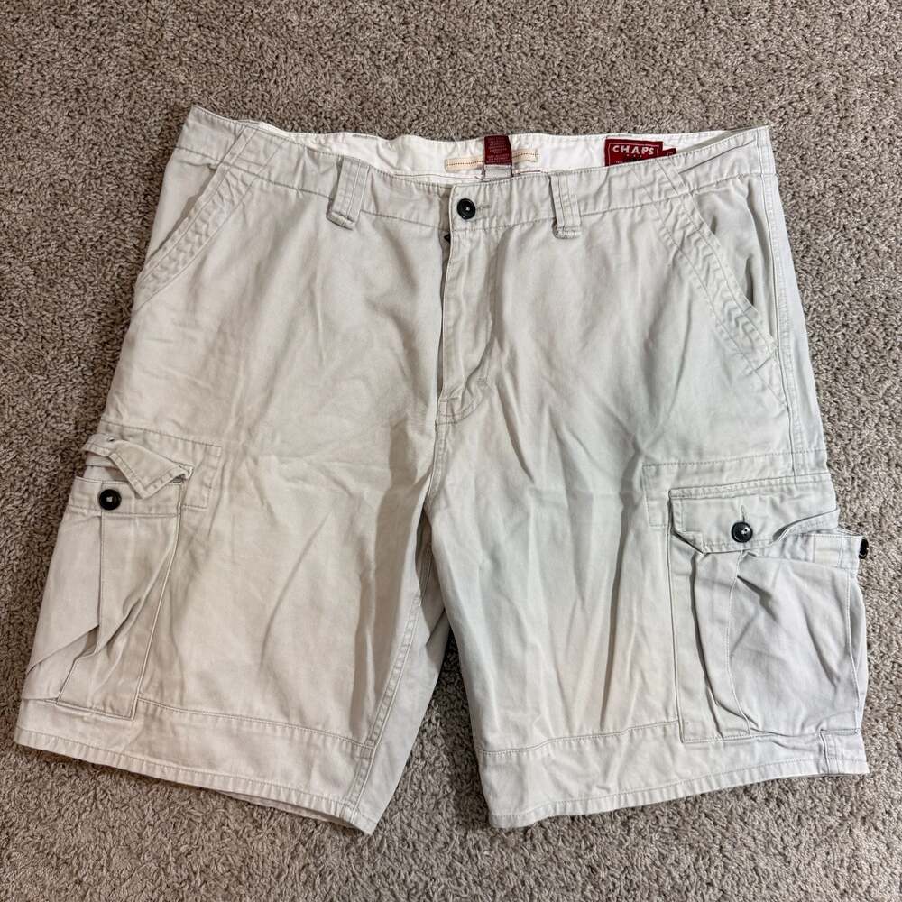 Chaps Denim Cargo‎ Shorts Mens 40 Khaki Beige Utility Hiking Cotton Casual